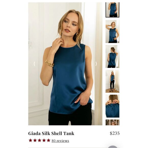 NWT Ravella Giada Silk Tank Midnight Navy Small - Picture 1 of 4